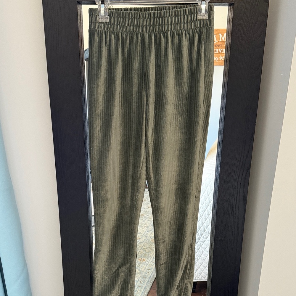 Olive Green Ribbed Pants